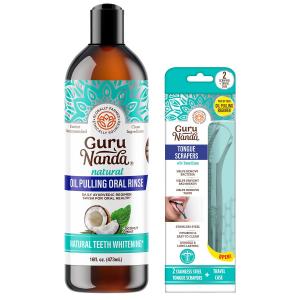 GuruNanda Oral Care Set: Pulling Oil and Tongue Scraper