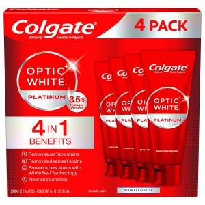 Colgate Optic White Platinum Toothpaste Value Pack, 4.1 oz, 4 Count