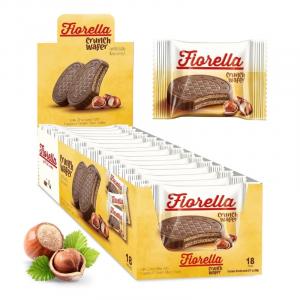 Fiorella Crunch Wafer - Delicious Crunchy Wafer Coated with Chocolate (Hazelnut), Pack of 18