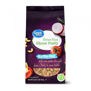 Great Value Gluten Free Brown Rice Elbow Pasta, 16 oz Bag, Shelf-Stable