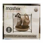 Masflex Assorted Cups and Saucers with Rack 8Piece 250ml