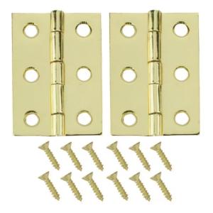 Everbilt 2 in. Decorative Broad Hinges (2-Pack) Satin Brass