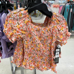 Star Ride Girls Knit Top Orange Floral Size 7-14