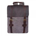 Vintage Canvas Leather Backpack Bag Grey/Brown