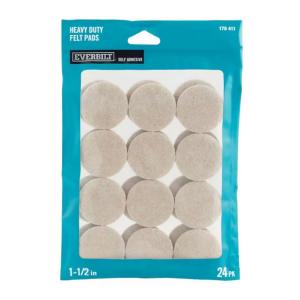 1-1/2 in. Beige Self- Adhesive Heavy-Duty Felt Pads (24-Pack) By Everbilt