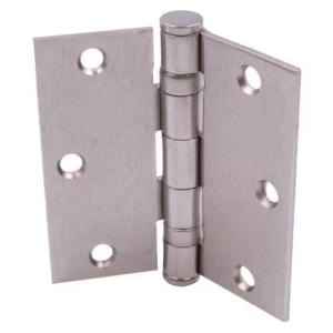 Everbilt 3-1/2 in. Square Radius Commercial Grade with Ball Bearing Hinge Satin Nickel