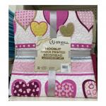 Dahdoul Home Moonlit 1 Piece printed Bedspread Various Pink Shades & Heart Shapes Queen Size (86" x 86")