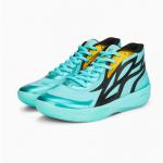 Puma MB.02 Honeycomb Basketball Shoes Mint Green Black Yellow Size 10