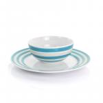 Gibson Home Sunset Ceramic Dinnerware Set 12-Piece Teal White