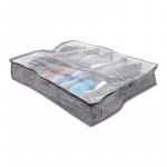 Home Basics 12 pair Under the Bed Shoe Box Graph Line Non-Woven with Clear Top Grey