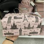 Blush Crush Light Pink Cosmetic Bags Europe's Famous Towers Design