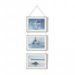 Triple Hanging Picture Frame, 3 Sides, 2 L Format, Wall Mounted, Vertical Collage, 7 inch